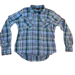 Marmot Womens Plaid Green Shirt Medium Long Sleeve Button Western Cowboy Rustic
